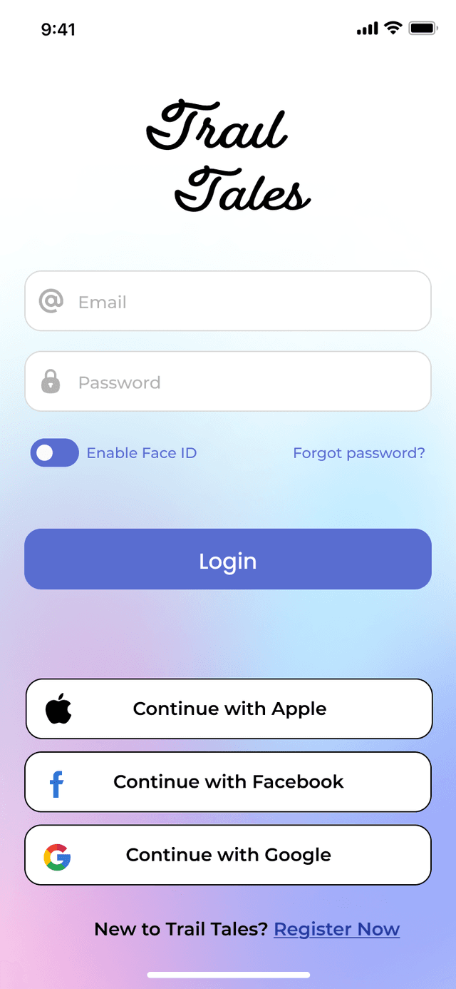 TrailTales Home Screen